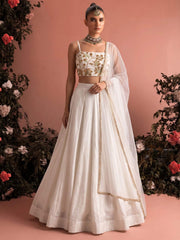 Silk Lehenga Choli In Off White Colour