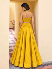 Yellow Roman Silk Designer Lehenga And Choli