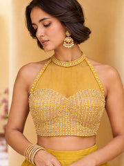 Yellow Roman Silk Designer Lehenga And Choli