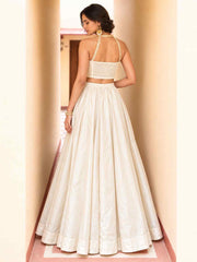 White Roman Silk Designer Lehenga And Choli