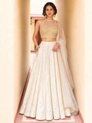 White Roman Silk Designer Lehenga And Choli