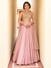 Pink Roman Silk Designer Lehenga And Choli