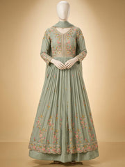 Sea Green Front Slit Style Wedding Skirt Anarkali Suit