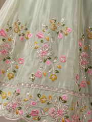 Sea Green Front Slit Style Wedding Skirt Anarkali Suit