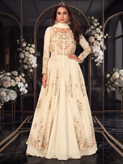 Off White Front Slit Style Wedding Skirt Anarkali Suit