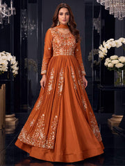 Orange Front Slit Style Wedding Skirt Anarkali Suit