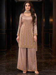 Rose Gold Handwork Embroidered Palazzo Suit