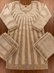 Champagne Gold Handwork Embroidered Palazzo Suit