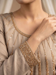 Champagne Gold Handwork Embroidered Palazzo Suit