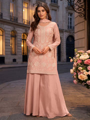 Pink Real Chinnon Palazzo Style Dress