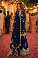 Gorgeous Navy Blue Georgette Suit Set for Wedding and Festive Wear
