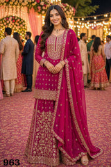 Luxurious Pink Georgette Suit Set with Diamond Embroidery Work for Women