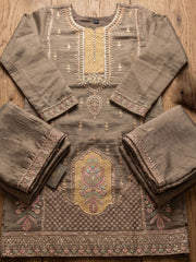 Heavy Beads Grey Embroidered Palazzo Style Dress