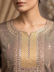 Heavy Beads Grey Embroidered Palazzo Style Dress
