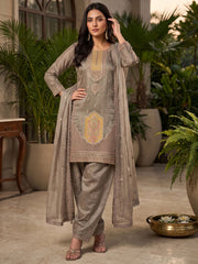 Heavy Beads Grey Embroidered Palazzo Style Dress