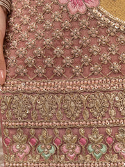 Heavy Beads Peach Embroidered Palazzo Style Dress