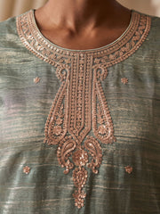 Green Salsa Silk Embroidered Palazzo Style Dress