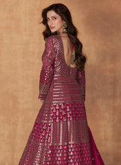 Pink Sequence Embroidery Slit Style Anarkali With Lehenga