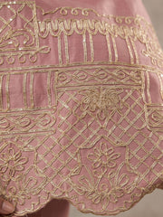 Baby Pink Chinon Ribbon Work Palazzo Suit