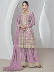 Pink Embroidered Silk Designer Salwar Kameez