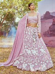 Lavender Georgette Beads embroidery Semi-Stitched Lehenga choli & Dupatta