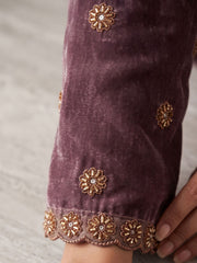 Purple Embroidered Designer Palazzo Style Dress
