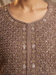 Purple Embroidered Designer Palazzo Style Dress
