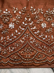 Peach Embroidered Designer Palazzo Style Dress