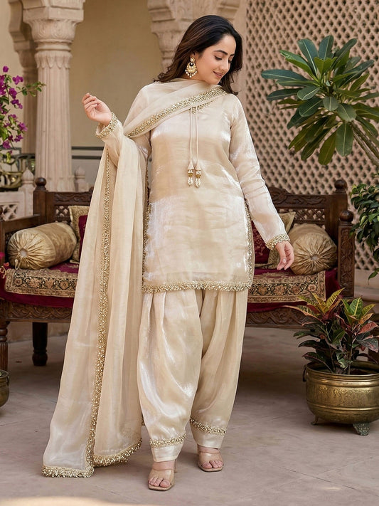 Off White Fendi Satin Salwar Suit