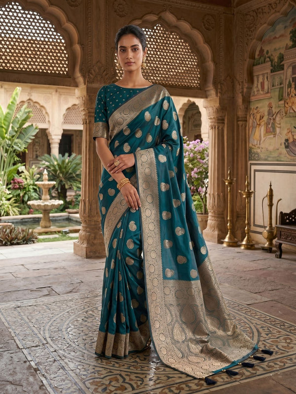 Ethnic Motifs Zari Silk Blend Saree