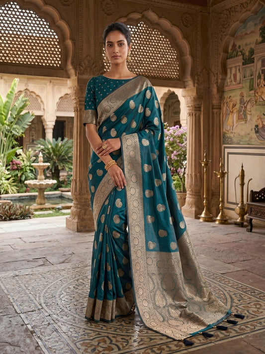 Ethnic Motifs Zari Silk Blend Saree
