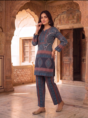 Linen Printed Tunic with Trousers