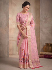 Women Floral Zari Silk Blend Saree