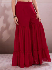 Embroidered Straight Kurta & Sharara With Dupatta