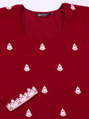 Embroidered Straight Kurta & Sharara With Dupatta