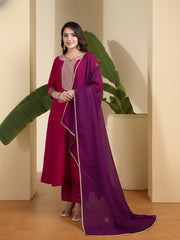 Women Ethnic Motifs Embroidered Regular Thread Work Kurta with Trousers & With Dupatta