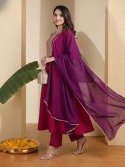 Women Ethnic Motifs Embroidered Regular Thread Work Kurta with Trousers & With Dupatta