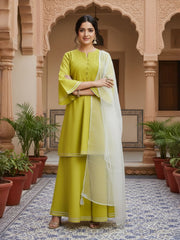 Women Ethnic Motifs Regular Patchwork Kurta with Palazzos & With Dupatta