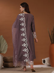 Embroidered Kurta With Trouser & Dupatta