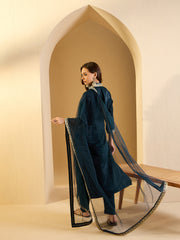 Embroidered Kurta With Trouser & Dupatta