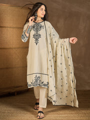 Embroidered Kurta With Trouser & Dupatta