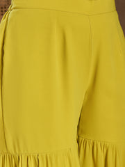 Embroidered Kurta With Sharara & Dupatta