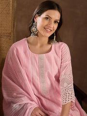 Embroidered Kurta With Trouser & Dupatta