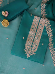 Floral Zari Embroidered Pure Silk Unstitched Dress Material