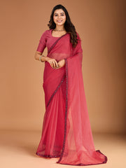 Sequinned Embroidered Saree With Blouse Piece