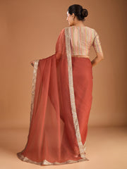 Embroidered Border Saree with Blouse