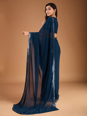 Sequinned Embroidered Saree With Blouse