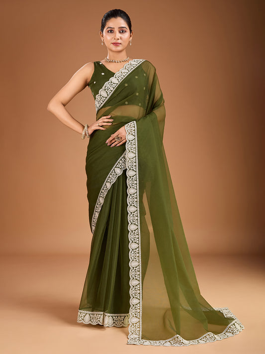 Embroidered Saree with Blouse Piece