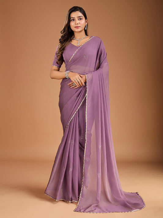 Mukaish Saree with Blouse Piece