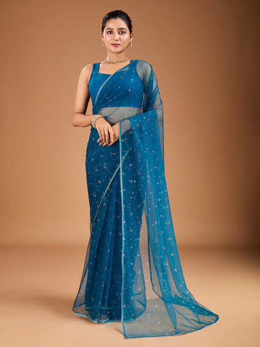 Mukaish Saree with Blouse Piece